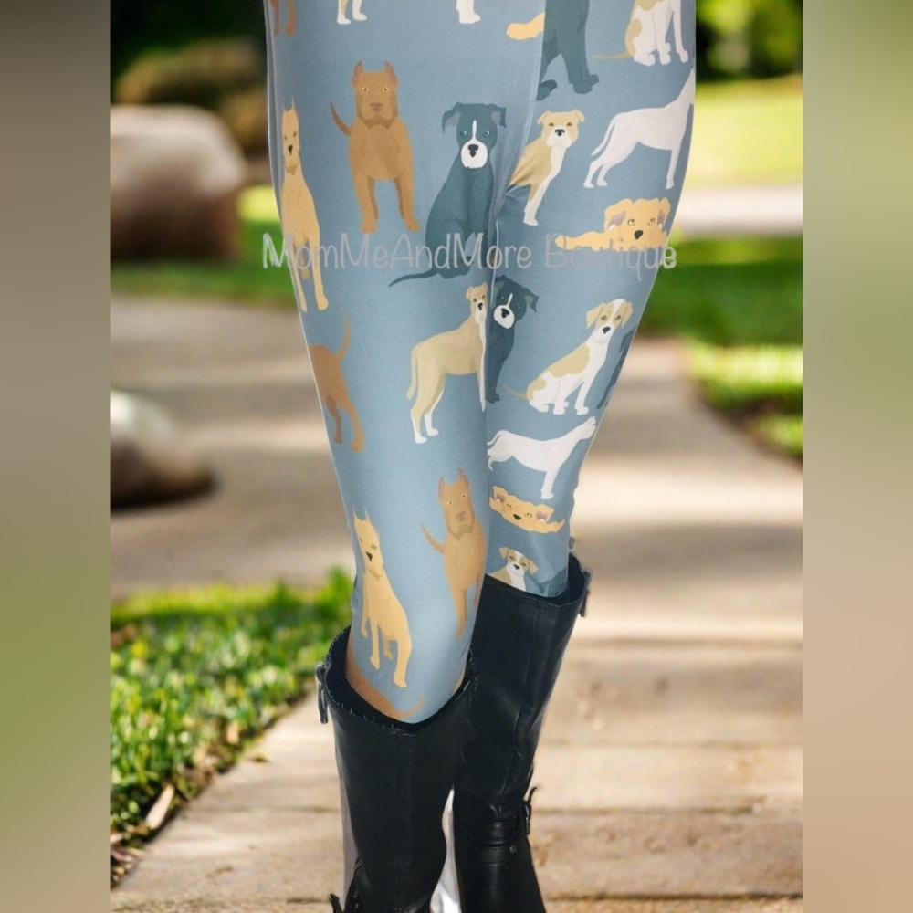 OS/TC NEW Womens Pit Bull Dog Leggings YOGA WAIST Exclusive Pitbull Yoga Pants